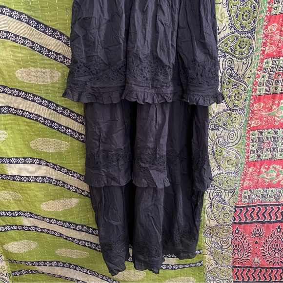 NWT Cleobella Black Elaina Organic Cotton Tiered Eyelet Midi Dress Size Medium - Picture 8 of 13